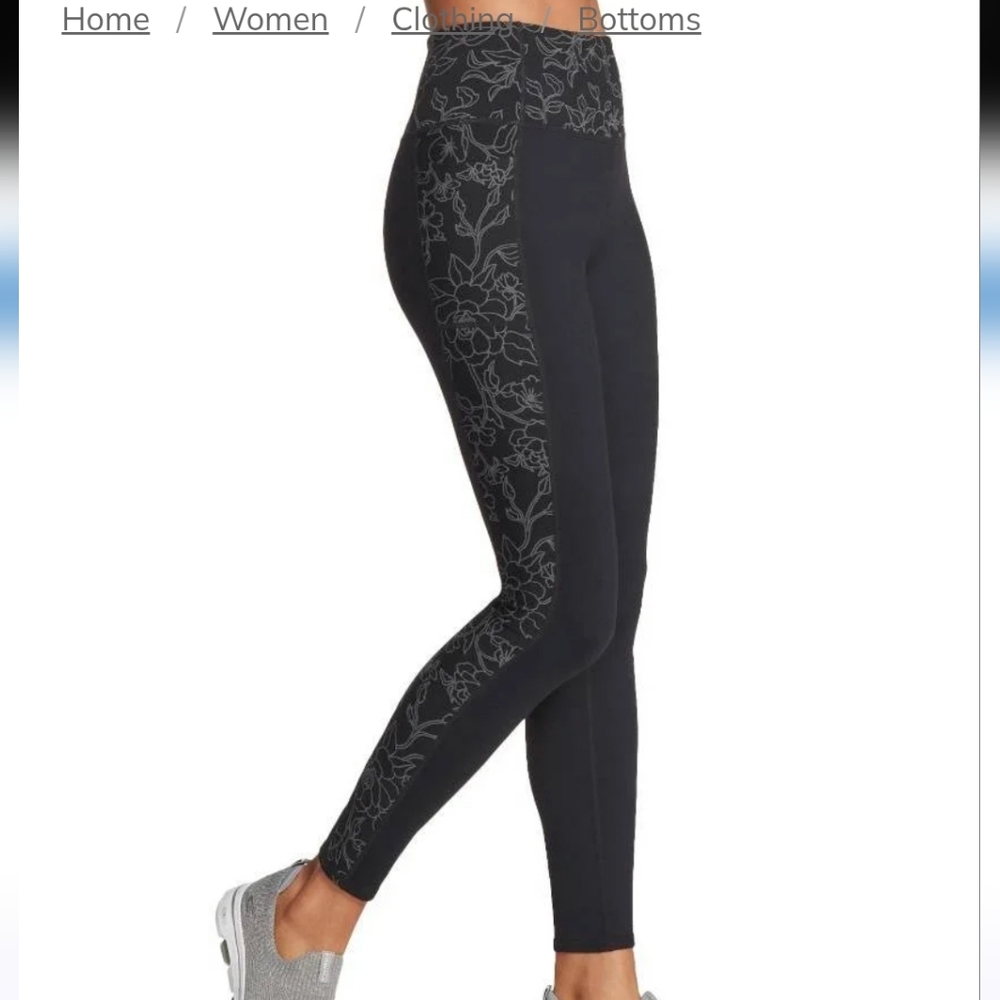 Skechers Bloom Outlined High-waisted Black Floral Leggings Small